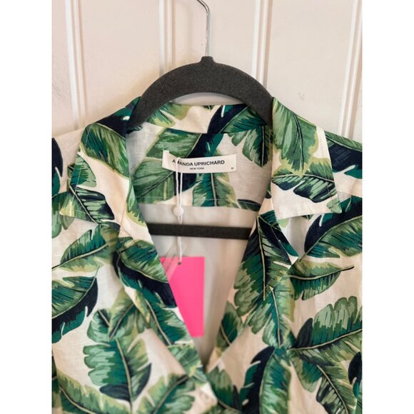 Amanda Uprichard Womens Tropical Leaf Print Micki Linen Blend Romper Size M NWT - Picture 5 of 8